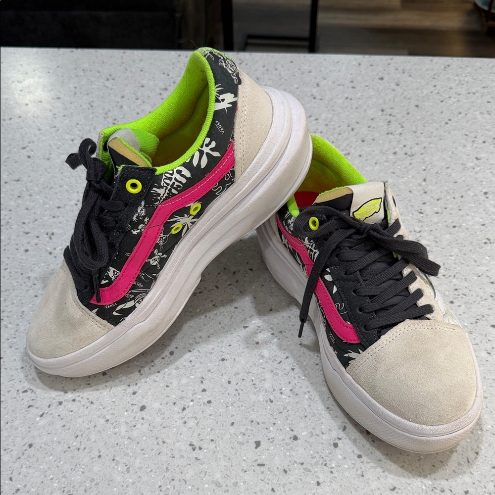 Vans Women's Sneakers with Pink and Black Design
